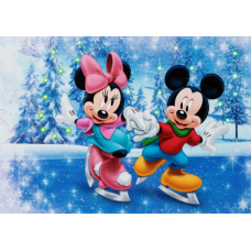 46153Z foaie de icing poza comestibila Mickey si Minnie iarna pe patine 29x20cm